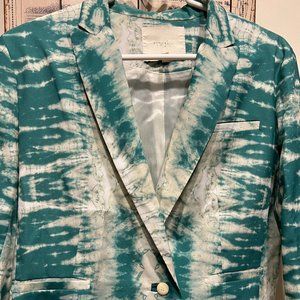 Women's tie-dyed silk-like blazer